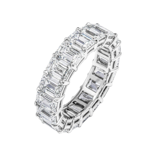 9 Carat Emerald Cut Diamond Eternity Band in Platinum 50 pointer Side View