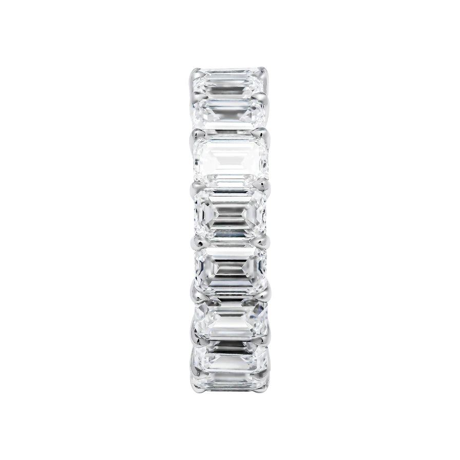 9 Carat Emerald Cut Diamond Eternity Band in Platinum 50 pointer Profile View