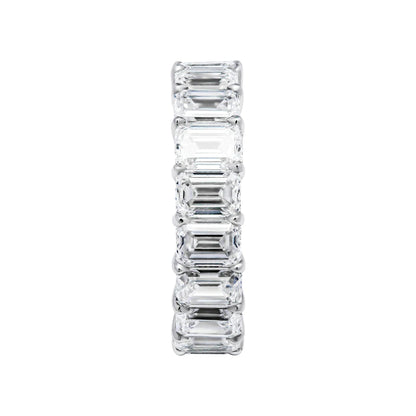 9 Carat Emerald Cut Diamond Eternity Band in Platinum 50 pointer Profile View