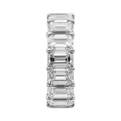 9 Carat Emerald Cut Diamond Eternity Band in Platinum 50 pointer Profile View