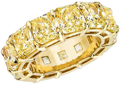 JIN 9 Carat Radiant Cut Yellow Diamond Eternity Ring in  18K Gold  40 pointer 9.25 tcw By Mike Nekta NYC SIZE 6.5