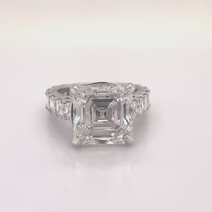 11 Carats Asscher Cut Lab Grown Diamond Engagement Ring. IGI Certified