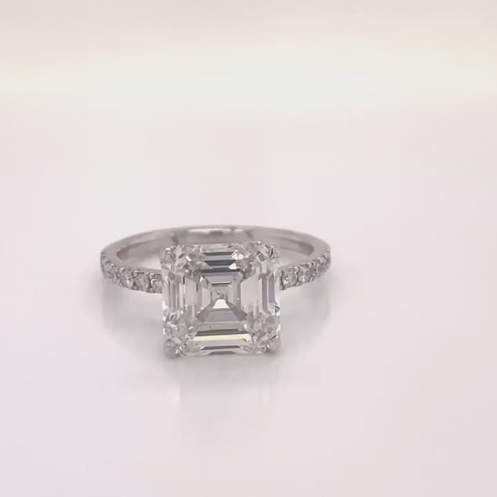 LASH 4 Carat Asscher Cut Lab Grown Diamond Engagement Ring Video