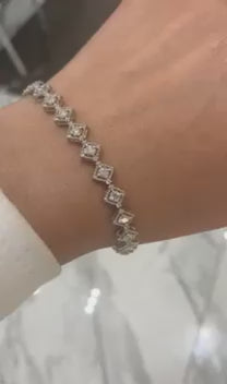 Itzel 2 Carat Round Brilliant Single Row Diamond Bracelet in 14 Karat White Gold Video