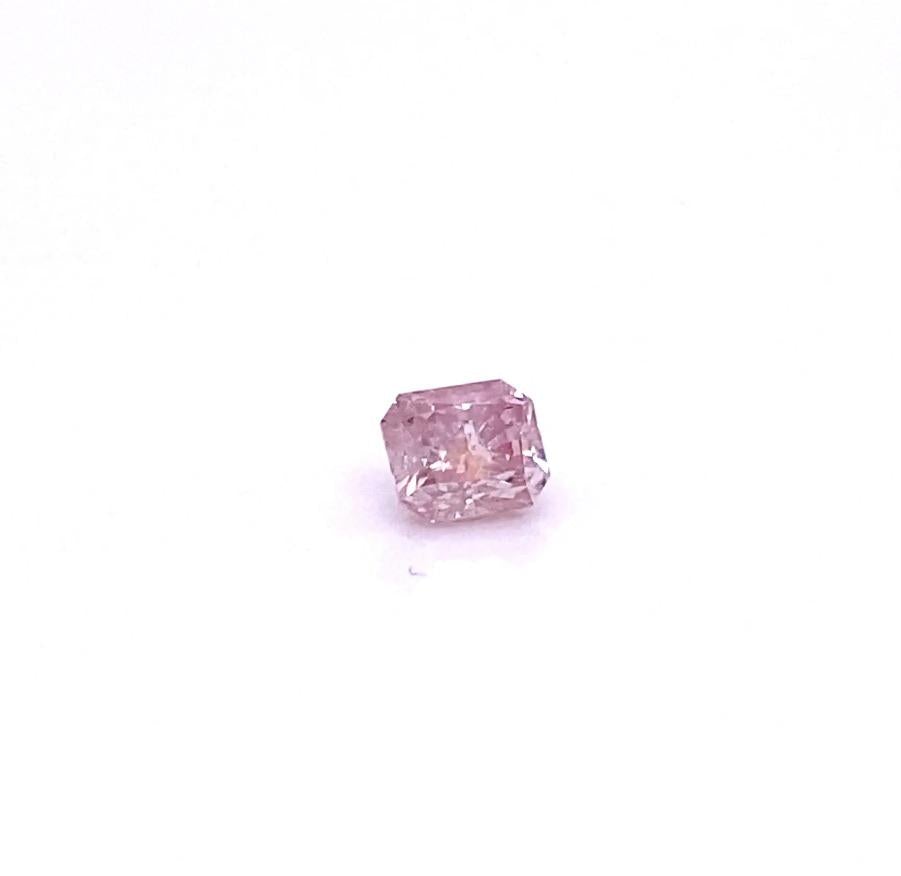 Fancy Intense Pink Radiant Cut .63 Carat Argyle Diamond Front View