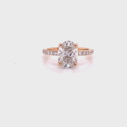 LAILA 2 Carat Oval Cut Lab Grown Diamond Engagement Ring Rose Gold IGI Certified