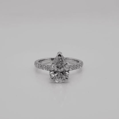 LOS 3 Carat Pear Shaped Lab Grown Diamond Engagement Ring IGI Certified