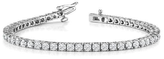 Diamond Tennis Bracelet Round Shaped 2 Carat in 14K & 18K White Gold Front View