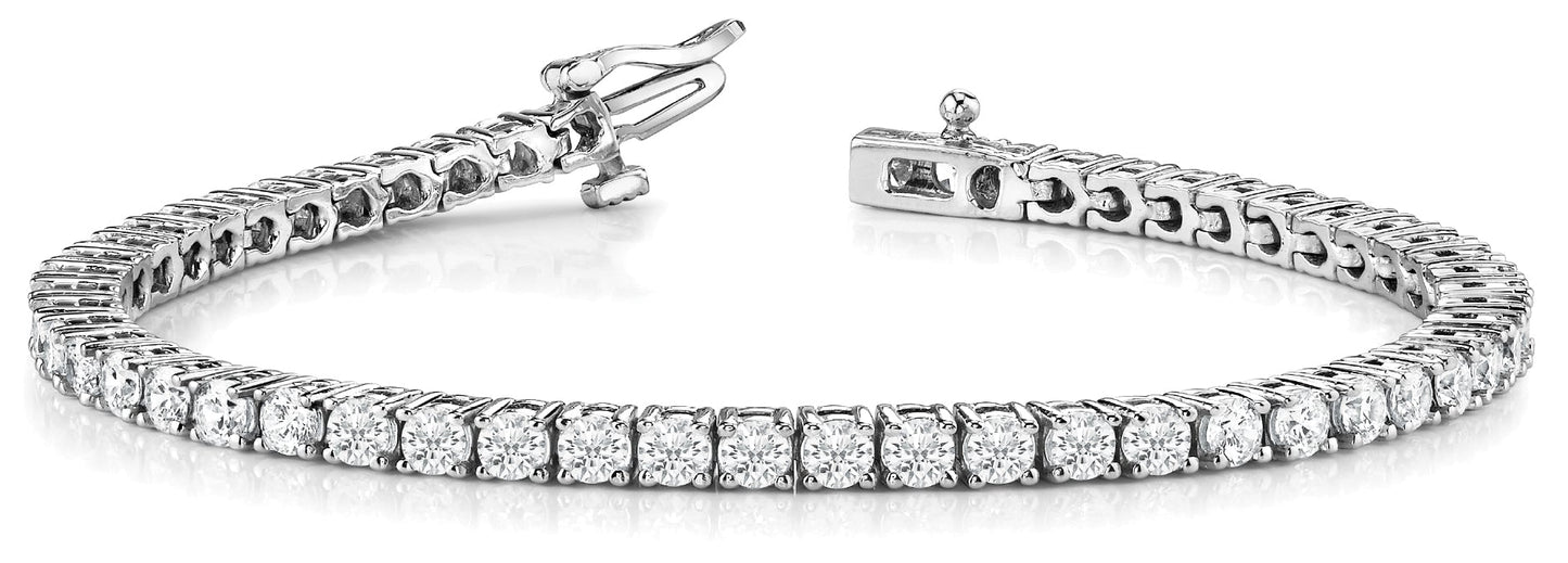 Diamond Tennis Bracelet Round Shaped 20 Carat in 14K-18K White Gold Front View