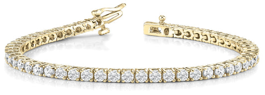 Diamond Tennis Bracelet Round Shaped 4 Carat in 14K-18K Yellow Gold Front View