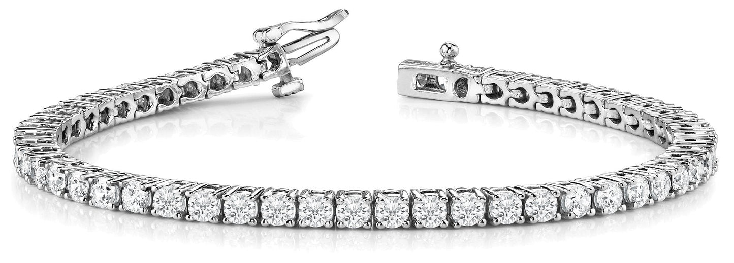 Diamond Tennis Bracelet Round Shaped 12 Carat in 14K White Gold Front View