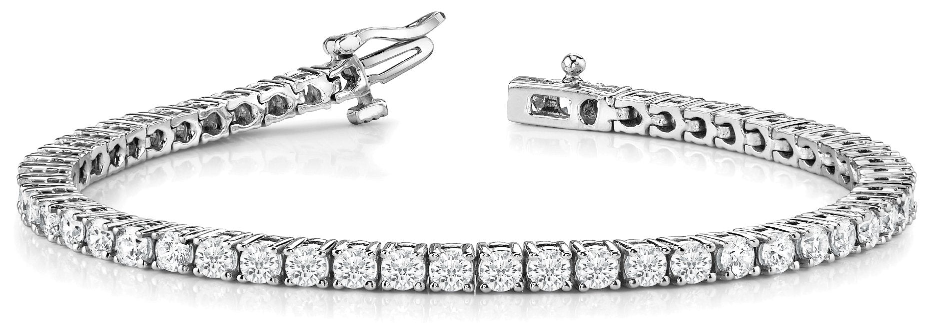 Diamond Tennis Bracelet Round Shaped 12 Carat in 14K White Gold Front View