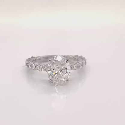 LUZ 3 Carat Oval Cut Lab Grown Diamond Engagement Ring. IGI Certified