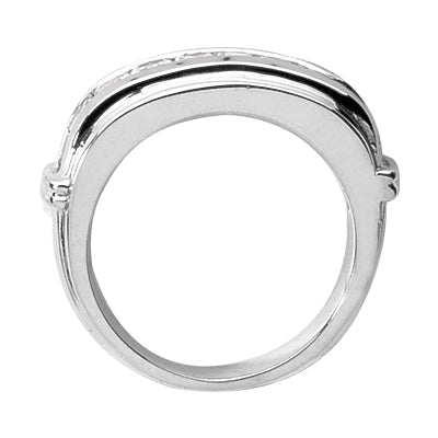 Men's Diamond Wedding Ring Round Cut 2 Carat in 14K White Gold Front View