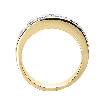 Men's Diamond Wedding Ring Round Cut 2 Carat in 14K Yellow Gold Front View