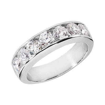 Men's Diamond Wedding Ring Round Cut 2 Carat in 14K White Gold Side View