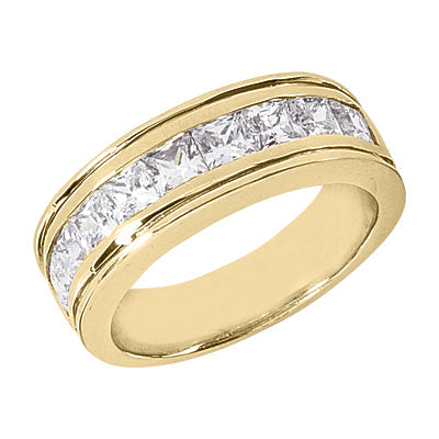 3/4 Carat Men Diamond Wedding Band Ring in 14K Yellow Gold(Ring Size 6.25), Men's, Size: One Size