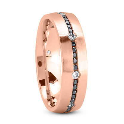 Men's Diamond Wedding Ring Round Cut 6mm Comfort Fit in 14K Rose Gold Side View