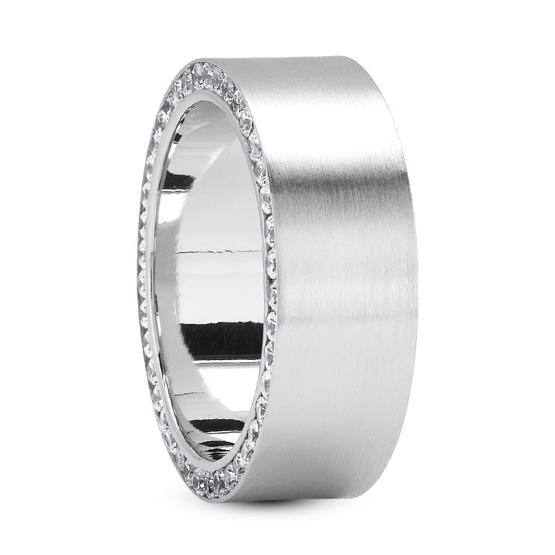 Men's Diamond Eternity Wedding Ring Domed outlet Satin Band - comfort fit size 12 1/4